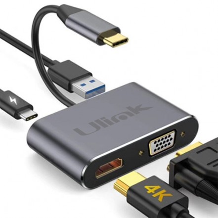 Adaptador multipuerto usb tipo c 4 en 1