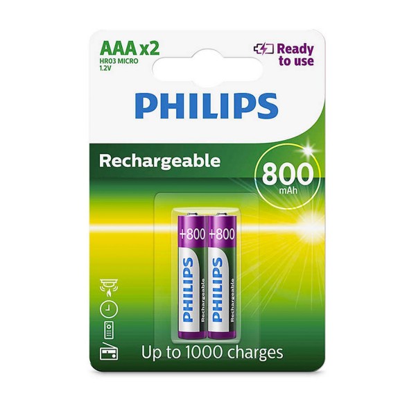 PILA PHILIPS AAA RECARGABLE x2