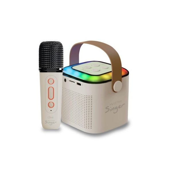 KARAOKE MLAB BLANCO PARLANTE CON MICROFONO