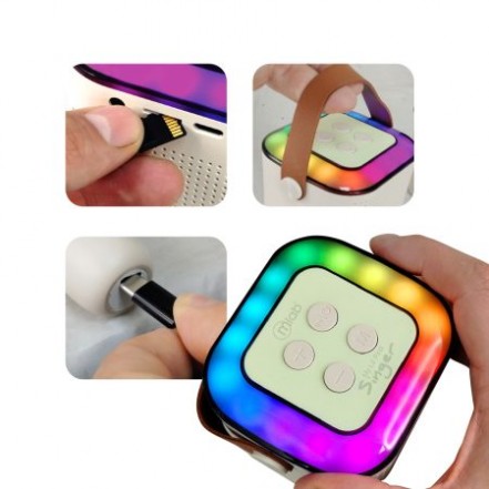 KARAOKE MLAB BLANCO PARLANTE CON MICROFONO