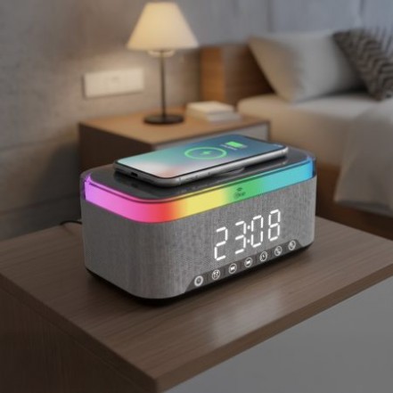 RADIO DESPERTADOR CON CARGA INALAMBRICA