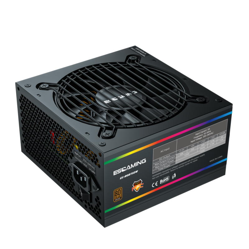 FUENTE DE PODER ESGAMING ES-RGB750w ATX