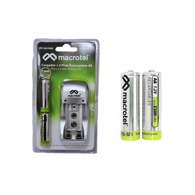 1717779736077-MKRQIDTMEY-1-1 Cargador De Pilas Macrotel AA + 2 Pilas AA Recargables - Imagen 1